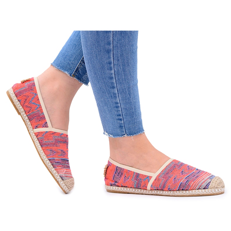Lu Boo | Espadrillas da donna in lino corallo azteco Bimbi rosa