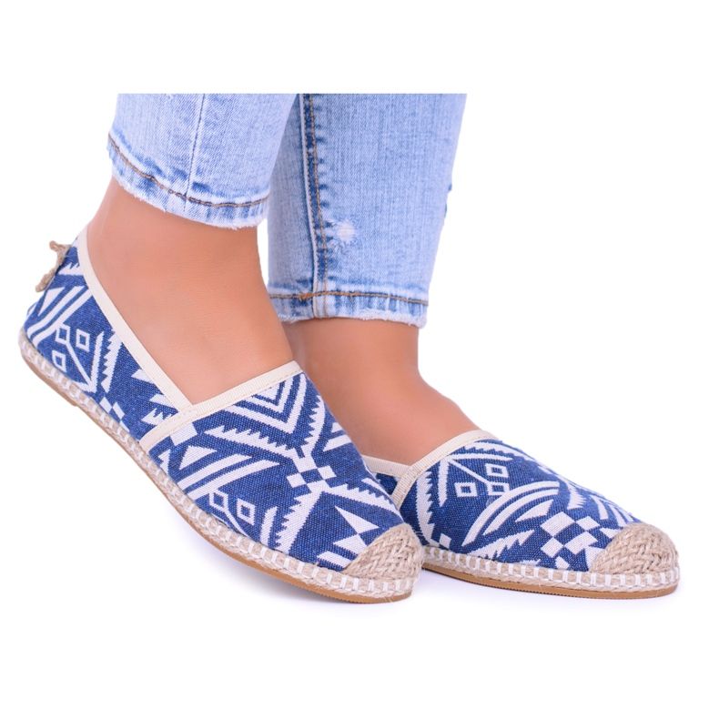 Lu Boo | Espadrillas di lino blu Aztec Bimbi da donna