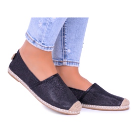 Lu Boo Nero Glitter Espadrillas Slip On da donna Miravet