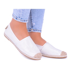 Lu Boo Espadrillas da Donna Bianche Slip On Broccato Miravet bianca