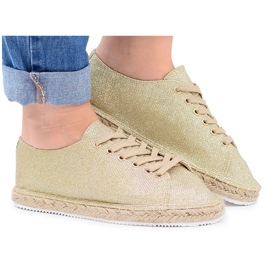 Lu Boo | Espadrillas di lino fata glitter oro d'oro
