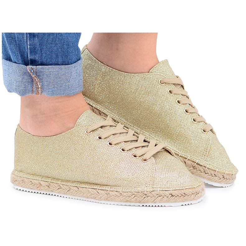 Lu Boo | Espadrillas di lino fata glitter oro d'oro