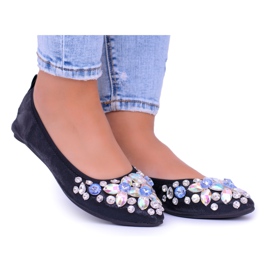 Lu Boo Ballerine nere su pietre elastiche Even nero