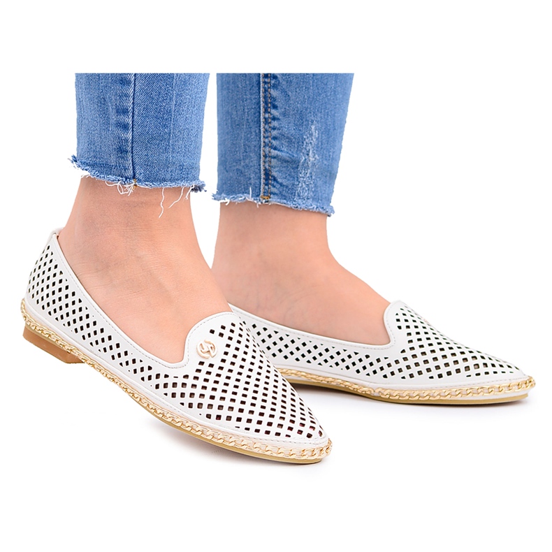 Lu Boo | Ballerine eleganti bianche Lordsy traforate bianca