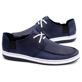 Polbut Scarpe Gomez da uomo in pelle lucida blu navy