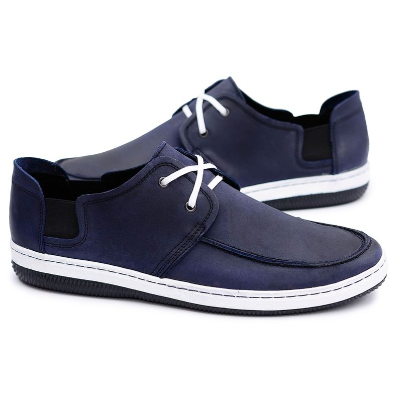 Polbut Scarpe Gomez da uomo in pelle lucida blu navy