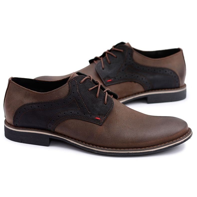 Neex | Scarpe da uomo in pelle lucida marrone di controllo