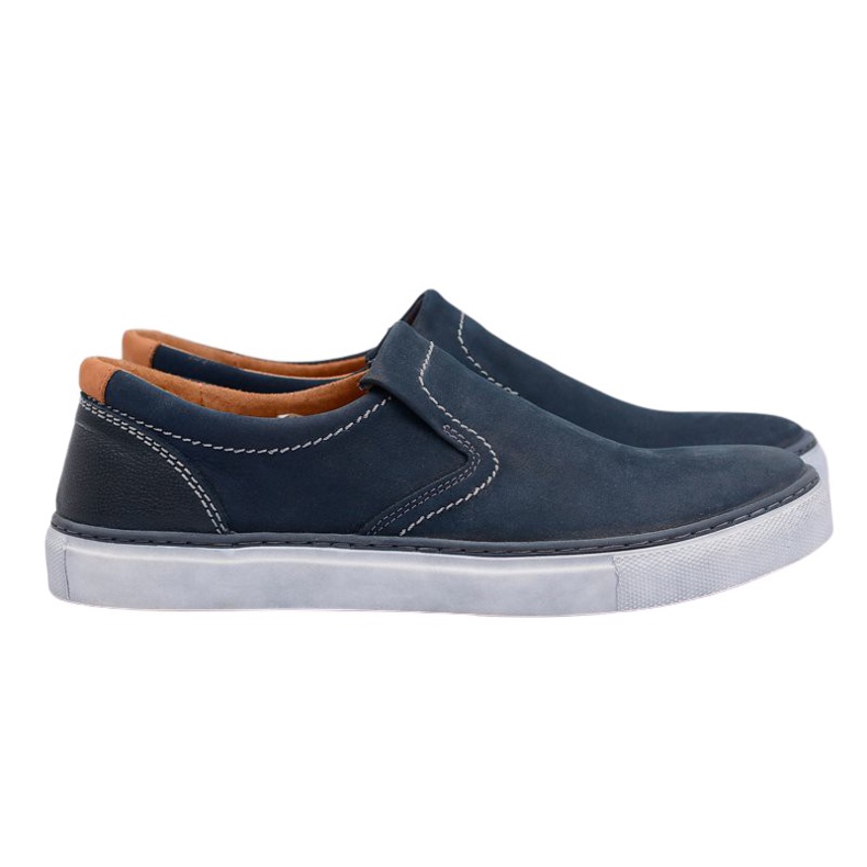 Neex | Scarpe Jazzy da uomo in pelle polacca Slip-On blu navy