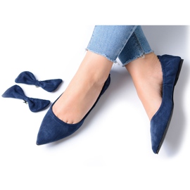Lu Boo Momenti di ballerine blu navy con fiocco staccabile