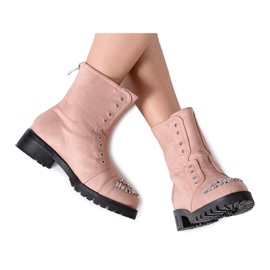 Lu Boo Stivaletti Bambini con Cubic Zirconia Rosa Cipria LittleCarrie