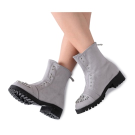 Lu Boo Stivaletti Bambini Grigi con Cubic Zirconia LittleCarrie grigio