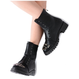 Lu Boo Stivaletti Neri Bambini con Cubic Zirconia Pu LittleCarrie nero