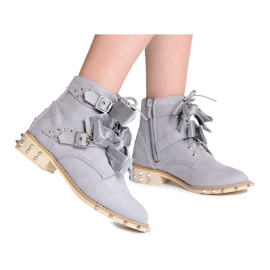 Lu Boo | Stivali grigi per bambini con fiocchi di borchie LittleCamila grigio