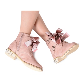 Lu Boo | Stivali da bambino con fiocchi di borchie LittleCamila Rosa Cipria