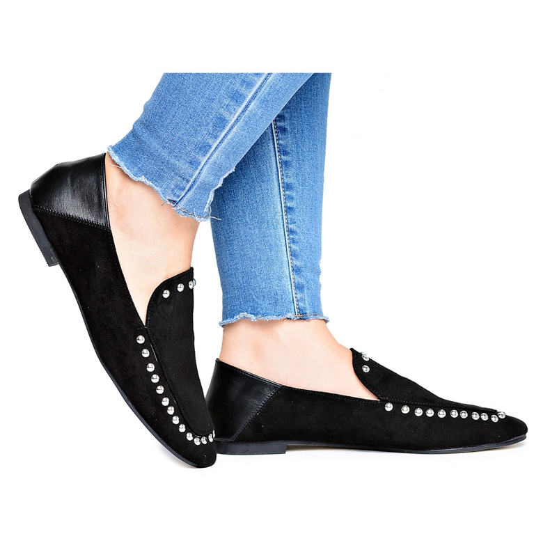 Lu Boo Ballerine nere Lords da donna con strass Planta nero