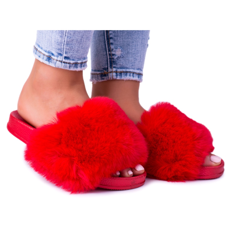 Lu Boo Pantofole Da Donna Rosse Con Pelliccia Xxl rosso
