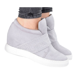 Sneakers Donna Grigie Lu Boo Paillettes Rosa Zucchero grigio