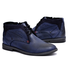 Polbut Stivali Uomo, Pelle Riscaldata Con Pelliccia, Blu Navy Lotta