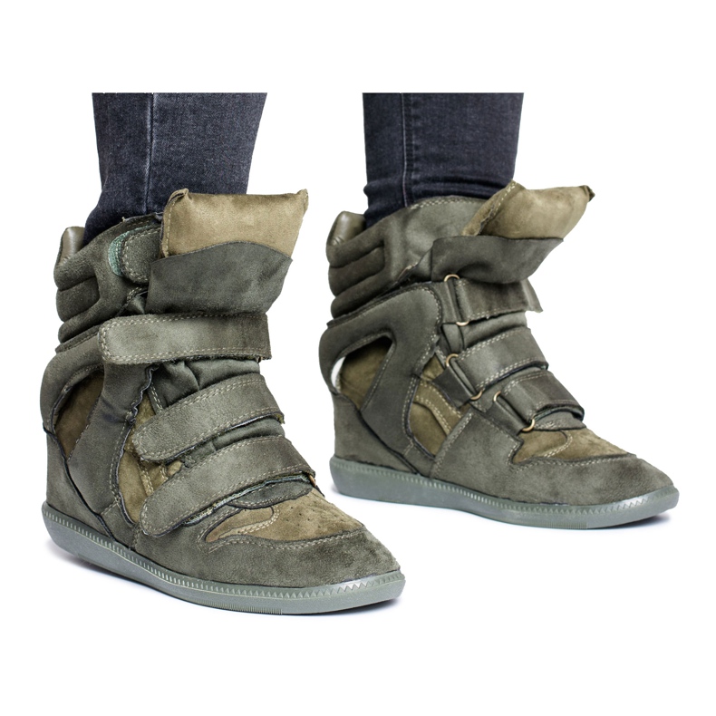 Sneakers Lu Boo Donna Con Velcro Suede Olive Alexis verde