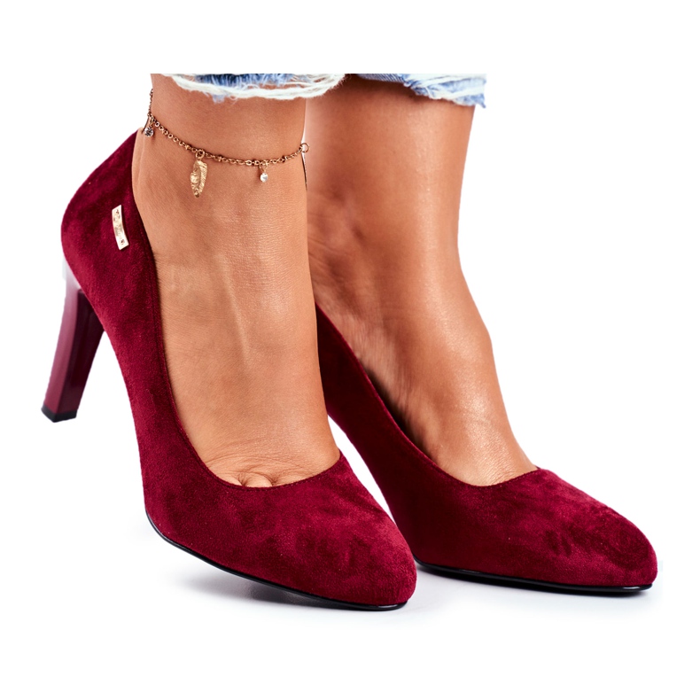 Décolleté in camoscio bordeaux da donna su barra Sergio Leone Campbell rosso