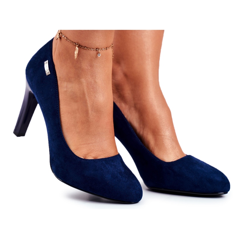 Décolleté da donna in pelle scamosciata blu navy su barra Sergio Leone Campbell