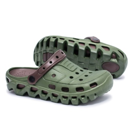 Flameshoes Pantofole da giardino leggere da uomo verdi Kroks Eva marrone verde