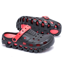 Flameshoes Pantofole leggere da giardino da uomo nere Kroks Eva nero rosso