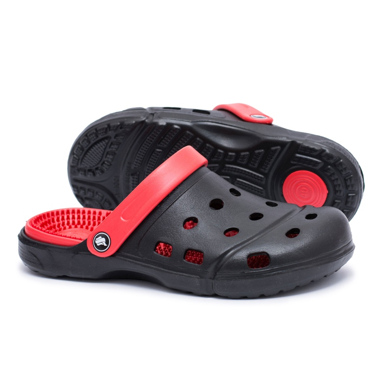 Flameshoes Pantofole da giardino da uomo Kroks Eva Black nero rosso