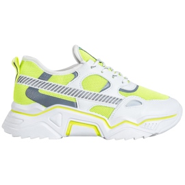 SHELOVET Scarpe da ginnastica al neon bianca giallo