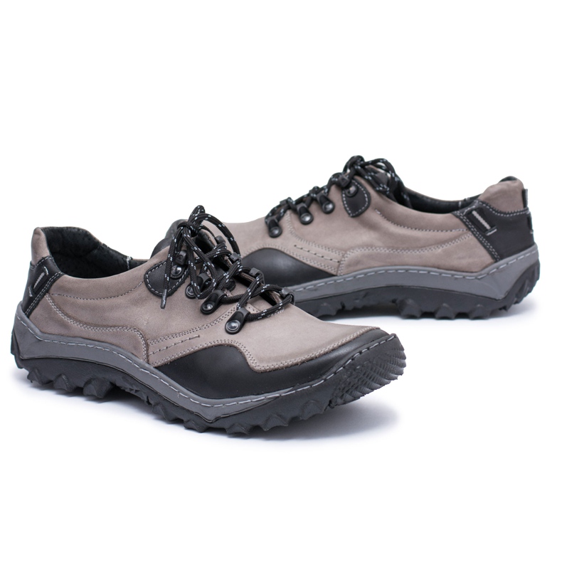 KENT Scarpe da Trekking da Uomo in Pelle Grigie Gretin grigio