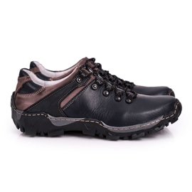 Bednarek Polish Shoes Scarpe Trekking Uomo in Pelle Filippo blu navy