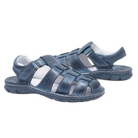 Joker Sandali da uomo in pelle blu navy a punta chiusa Piter