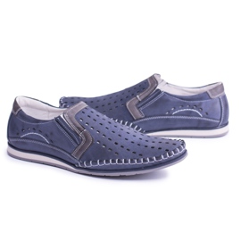 Iguana Mocassini slip-on in pelle da uomo Mesner Navy Blue blu navy