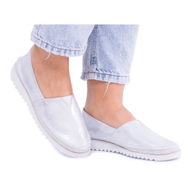 Butmil Slip On da donna in pelle argento Frela grigio