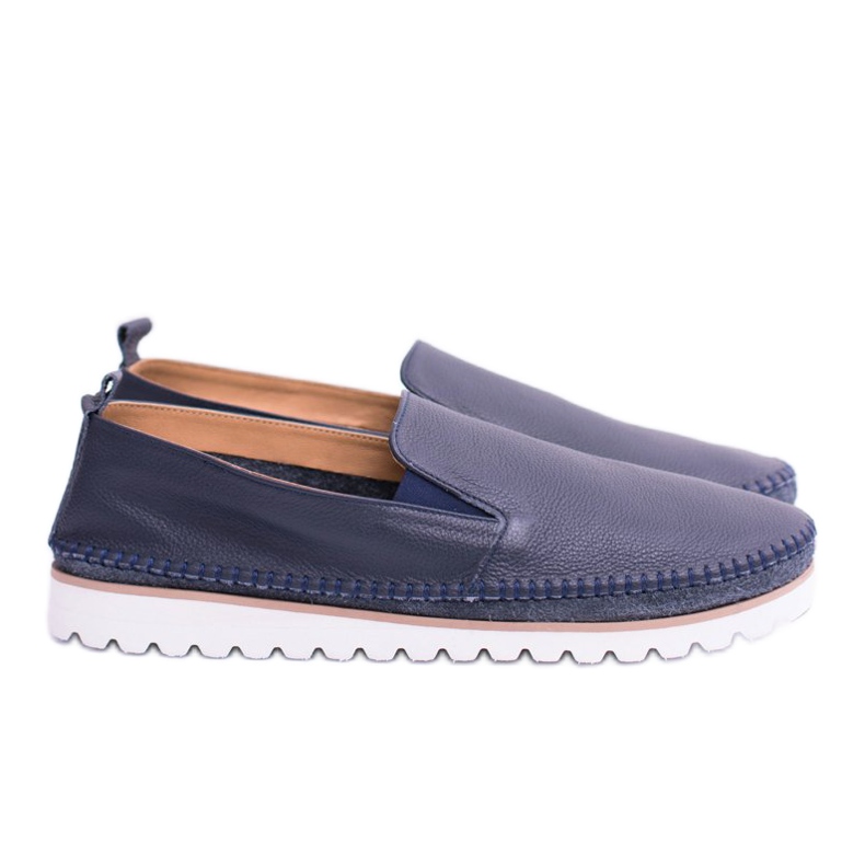 Mocassini in pelle da uomo blu navy Perlugo