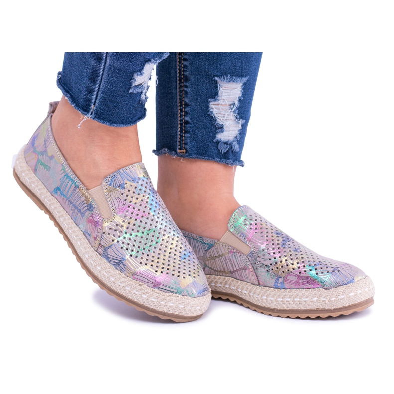 EVE Sneakers Slip-On in pelle da donna Ingrid marrone multicolore