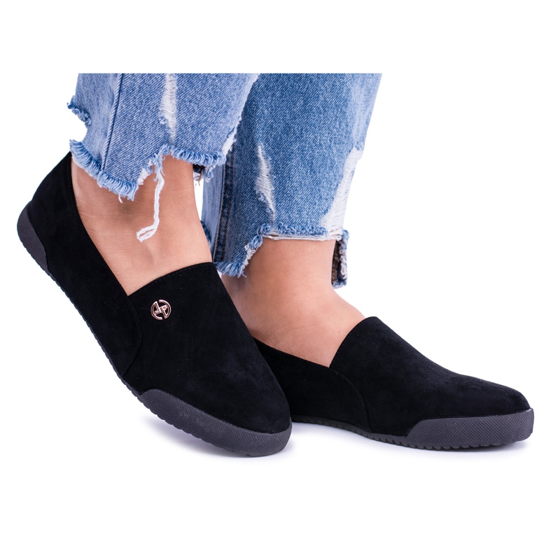 Lu Boo Sneakers Slip-on da donna nere Hayden Suede nero