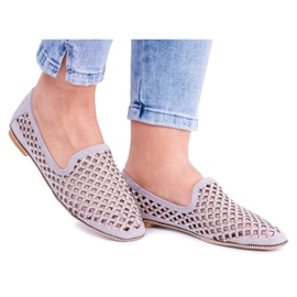 Lu Boo Ballerine traforate grigie Lordsy Studs Carmar grigio
