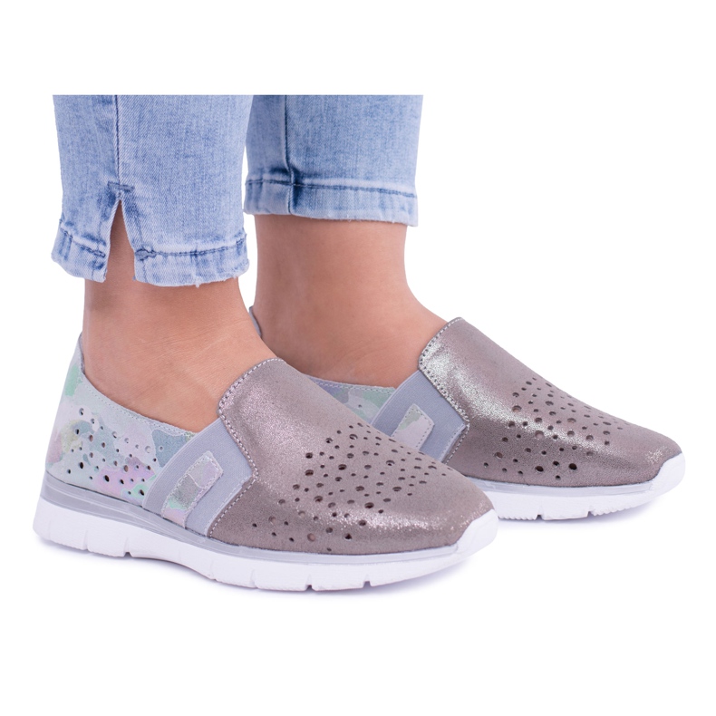 EVE Scarpe sportive da donna in pelle Merido grigia grigio