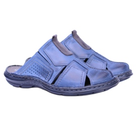 Polbut Pantofole Milanos da uomo in pelle blu navy costruite