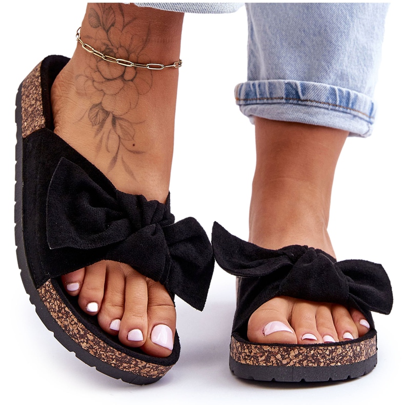 PS1 Pantofole nere da donna con fiocco in sughero Wendy nero