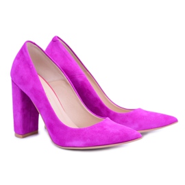 Tymoteo Décolleté da donna con tacco in pelle Etichetta fucsia rosa