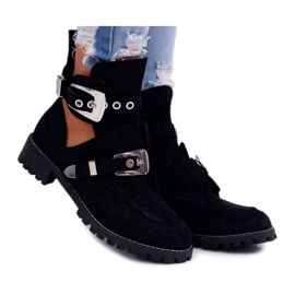 Lu Boo Stivali cut-out scamosciati neri Rock Girl nero