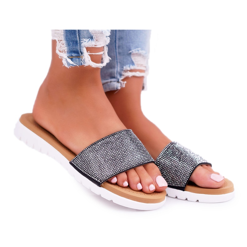 Lu Boo Pantofole Nere Da Donna Con Paillettes Goodies nero