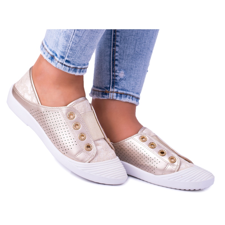 Lu Boo Golden Sneakers Slip-on da donna Lace Emena d'oro