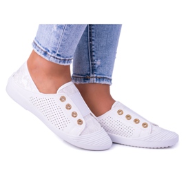 Lu Boo Sneakers Slip-on da Donna Bianche Pizzo Emena bianca