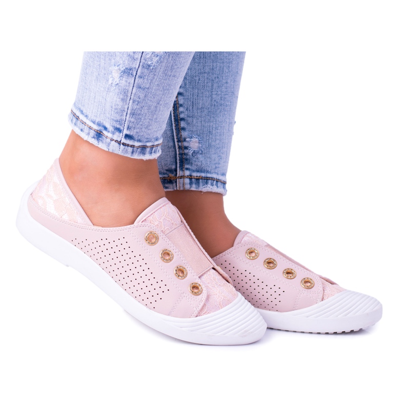 Lu Boo Sneakers Slip-on Donna Rosa Pizzo Emena