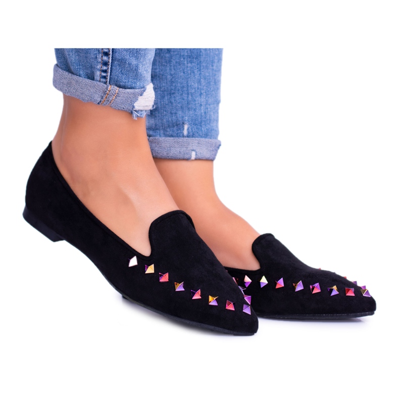 Lu Boo Black Lords Iridescent Jets Suede Spike nero