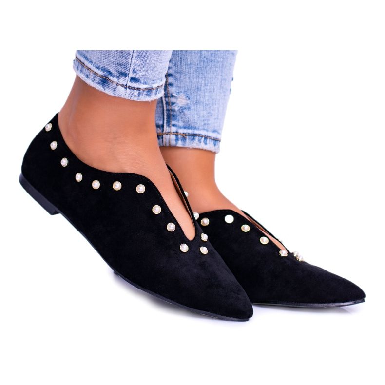 Lu Boo Scarpe Nere Con Ritagli Perline Merseo nero