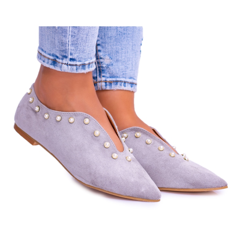 Lu Boo Scarpe Grigie Con Ritagli Perline Merseo grigio